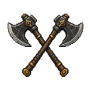 Pixel art crossed battle axes
