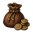 Pixel art coin pouch and gold coins